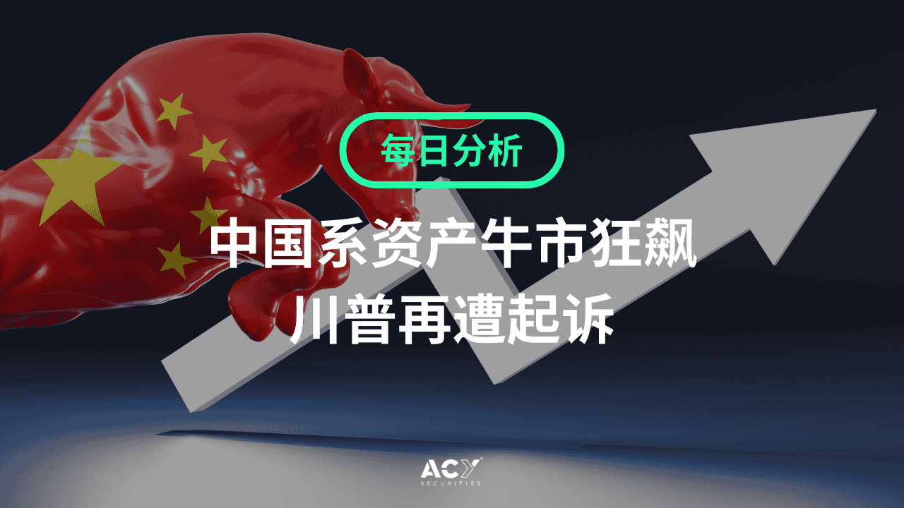每日分析】中国系资产牛市狂飙！特朗普再遭起诉，黄金能否站稳3400大关？
